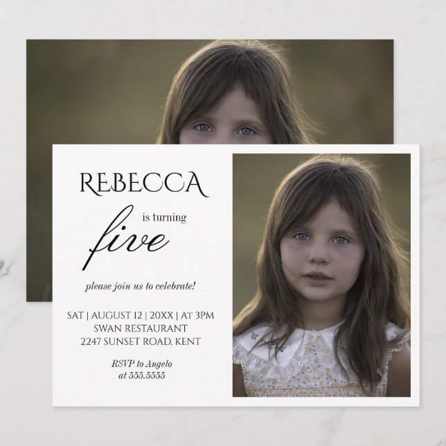 Convite Bolsa mensageifesta de aniversario elegante simple (Frente/Verso)