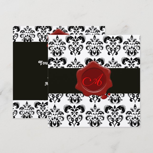 CONVITE BOLSA PRETA E BRANCA, MONOGRAMA DE SEAL DE CERAS V (Frente/Verso)