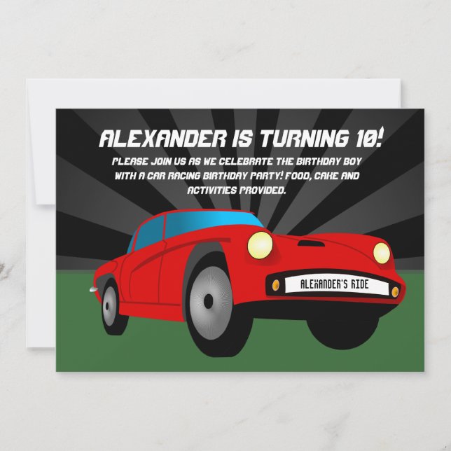 Convite Bolsa Vermelha de Hot Rod Costura Invasões de Aniv (Frente)