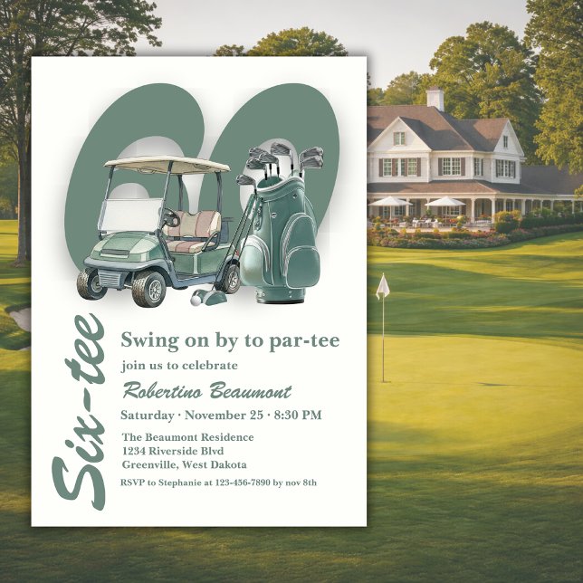 Convite Bolsas de Golfe Verde Clássico para 60º Aniversári (Criador carregado)