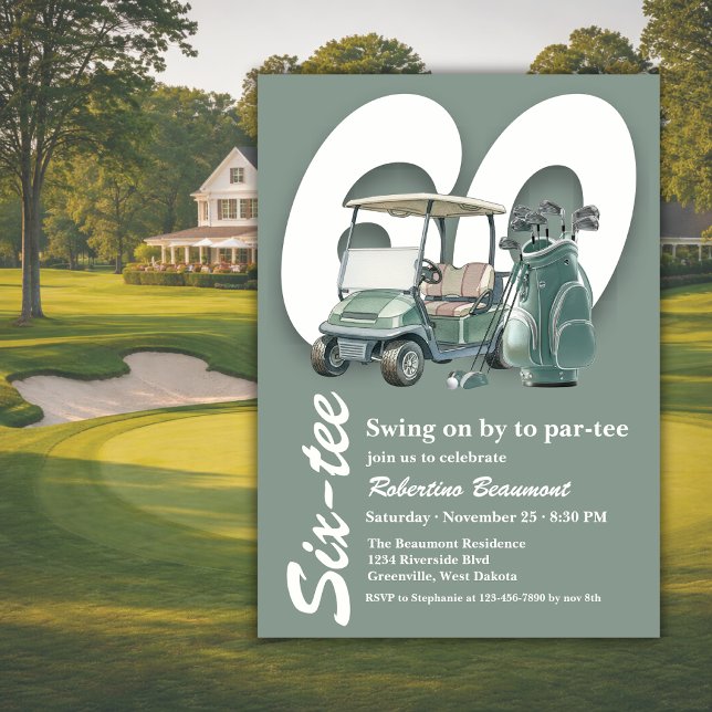 Convite Bolsas de Golfe Verde Clássico para 60º Aniversári (Criador carregado)