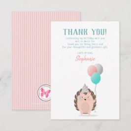 Convite Bom aniversário de Hedgehog Obrigado