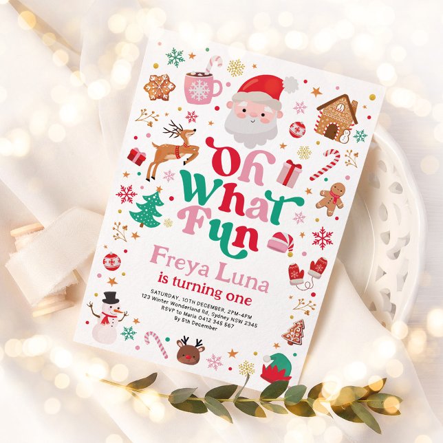 Convite Bom aniversário de Natal Oh Que Garota Divertida A (Criador carregado)