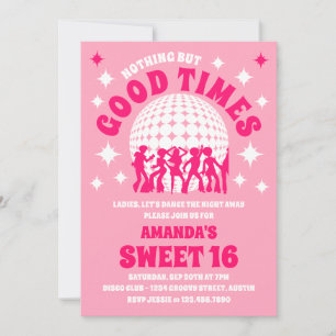 Convite Bom Tempos Groovy Pink Doce 16 Festa