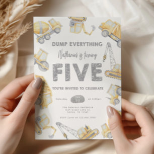 Convite Bomba de construção - Festa de aniversário de 5 CI