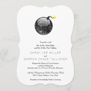 Convite Bomba de estilos de impressão em letras de desenh