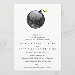 Convite Bomba de estilos de impressão em letras de desenh