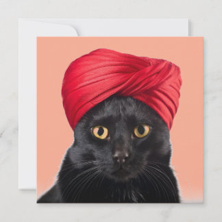 Convite Bombaim Cat Vestindo Turban