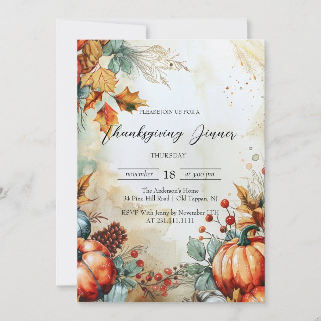 Convite Bombas de queda e Ação de Graças de Pine Cones (Frente)