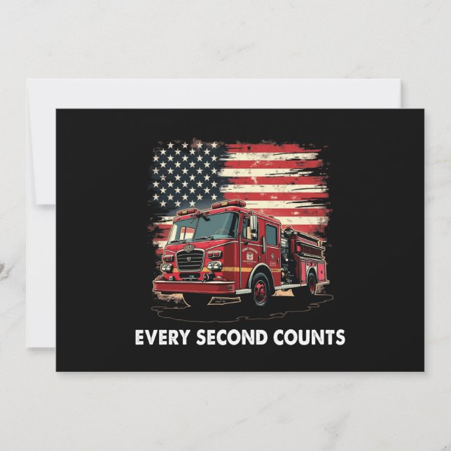 Convite Bombeiro Americano Flag Thin Red Line (Frente)