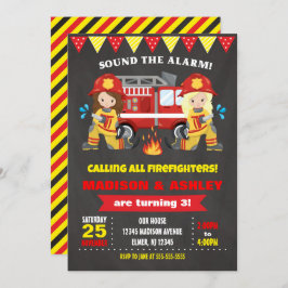 Convite Bombeiro Aniversário Convidando Garotas Mistas