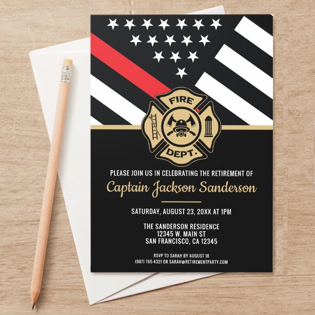 Convite Bombeiro Aposentado Sinalizador da Linha Vermelha (A perfect invitation for a retiring firefighter, captain, lieutenant, chief, etc! )