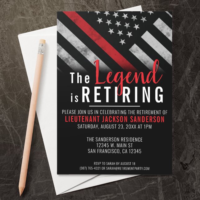 Convite Bombeiro Aposentado Sinalizador da Linha Vermelha (Perfect for a retirement party for retiring firefighters, lieutenants, captains, etc!)