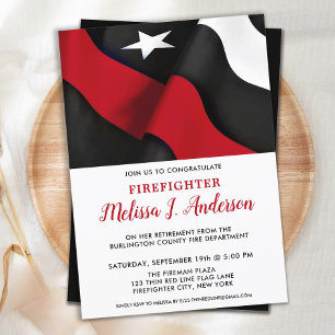 Convite Bombeiro Bombeador da Linha Vermelha fina