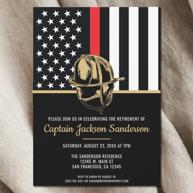 Convite Bombeiro do Departamento de Bombeiros de Retirada (Firefighter Retirement Fire Department Fireman Invitation)