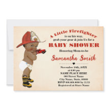 Bombeiro em seu caminho Chá de fraldas Afro-Americ