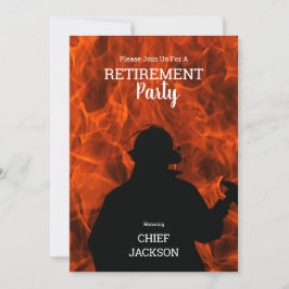 Convite Bombeiro Silhouette Flames, Partido de Aposentação