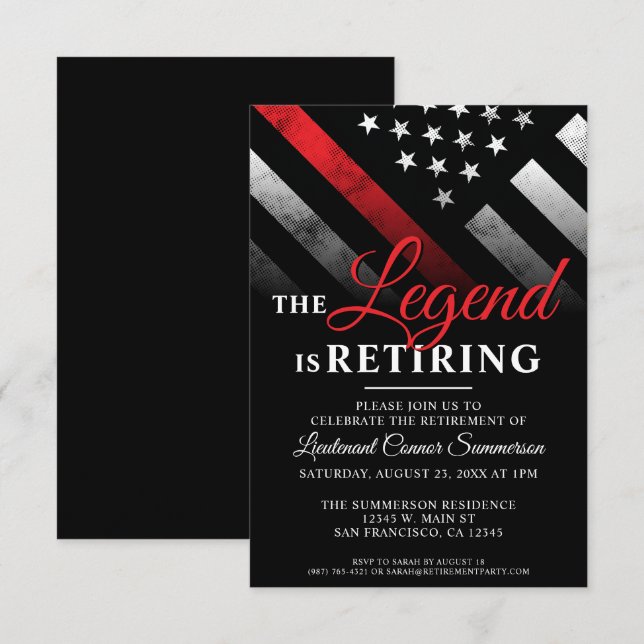 Convite Bombeiro Thin Red Line Festa de Reforma do Bombeir (Frente/Verso)