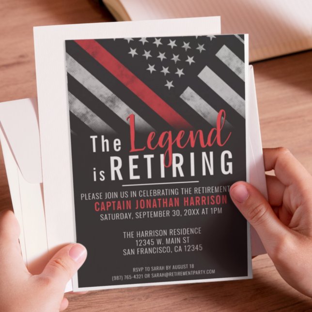 Convite Bombeiro Thin Red Line Flag Retirement (Criador carregado)