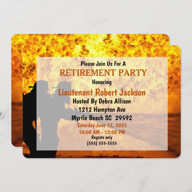 Convite Bombeiros/Aposentação de Chamas-Chefe (Frente/Verso)