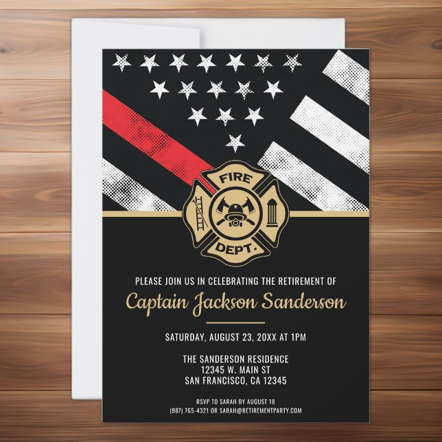 Convite Bombeiros Retirement Fire Department Red Flag (Firefighter Retirement Fire Department Red Flag Invitation)