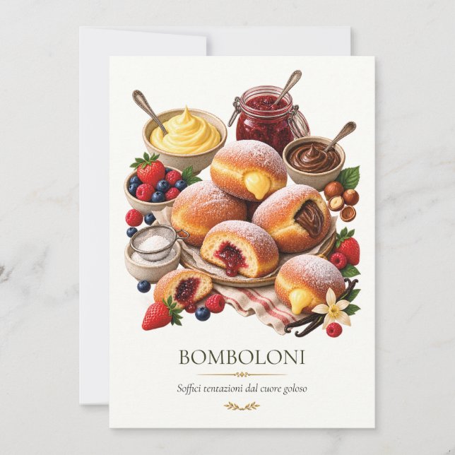 Convite Bomboloni – Vintage Italian Dessert (Frente)