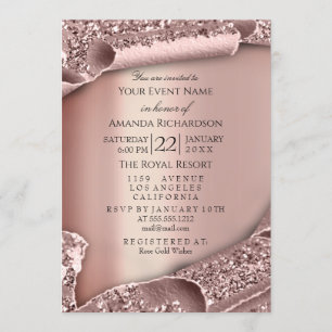 Convite BONÉ de formando com brilho Rosa 3D Modern Sparkle