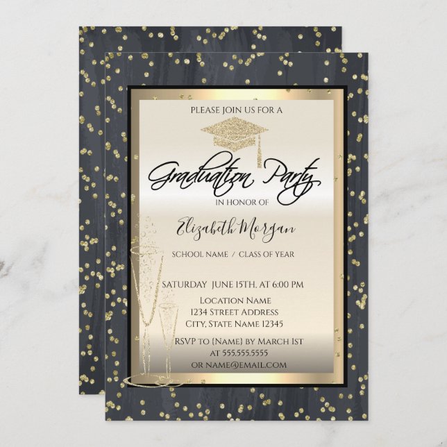 Convite Boné de formatura Chic legal,Graduação de Diamante (Frente/Verso)