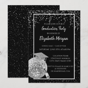 Convite Boné de formatura De Lâmpada De Prata,Confetti D