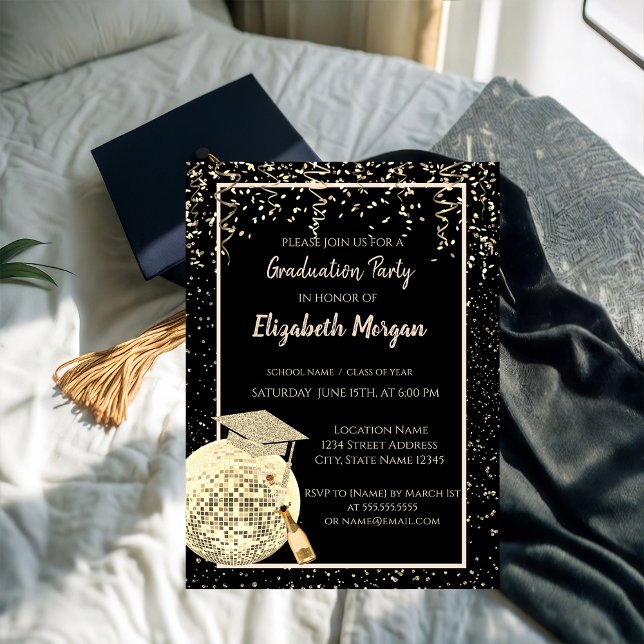 Convite Boné de formatura De Largura, Confetti De Bola De  (Criador carregado)