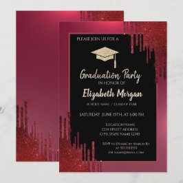 Convite Boné de formatura De Leve,Graduação Vermelha De Dr