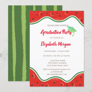 Convite Boné de formatura de relva, graduação de melanc