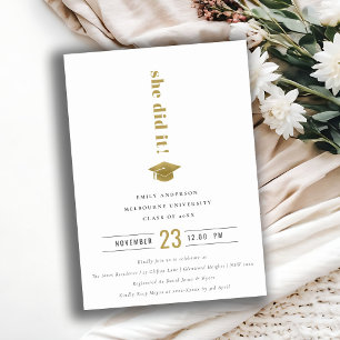 Convite Boné de formatura de Tipografia Mínima Dourada Ele
