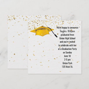 Convite Boné de formatura Dourado com Confetti Dourado