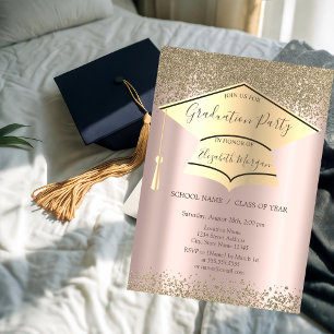 Convite Boné de formatura Dourado,Graduação Dourada Ros