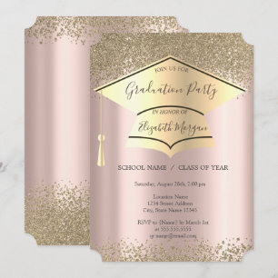 Convite Boné de formatura Dourado,Graduação Dourada Ros