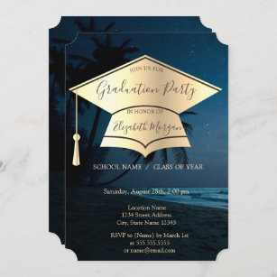 Convite Boné de formatura Dourado,Graduação Palms