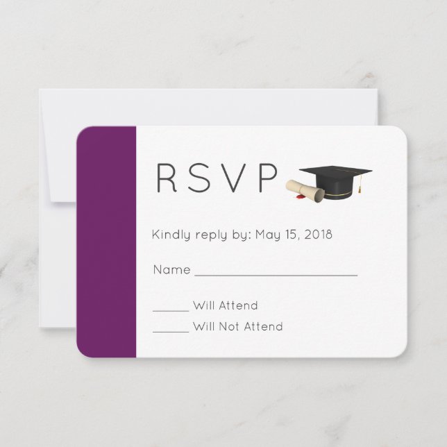 Convite Boné de formatura e Diploma em RSVP Roxo (Frente)