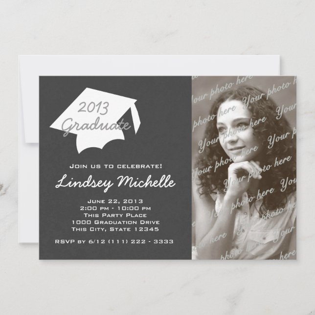 Convite Boné de formatura e Slate Photo (Frente)
