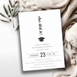 Convite Boné de formatura Elegante de Tipografia Mínima em