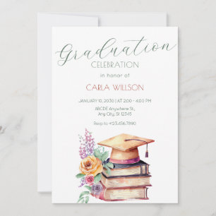 Convite Boné de formatura minimalista com flores