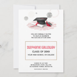 Convite Boné de formatura preto e branco - Quadro brilhant
