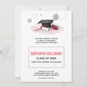 Convite Boné de formatura preto e branco - Quadro brilhant