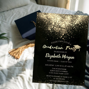 Convite Boné Dourado de brilho, Festa de formatura de Con