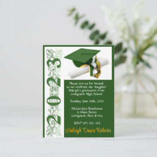 Convite Boné e Diploma, Graduação Verde e Dourada