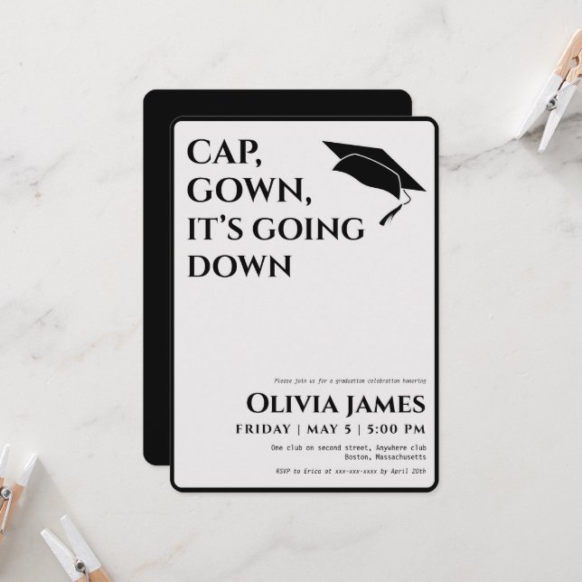 Convite Boné, está caindo festa de formatura engraçada (Frente/Verso In Situ)