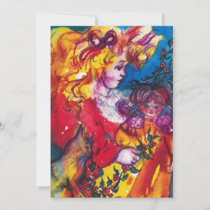 Convite BONECA BONITO, rosa amarelo azul vermelho