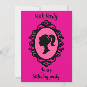 Convite Boneca Brilhante Fashion Glam-Rosa-Rosa