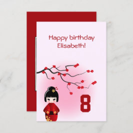 Convite Boneca kokeshi japonesa no aniversário de criança 