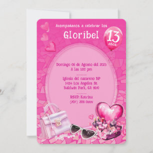 Convite Boneca Personalizada Modelo de Aniversário Rosa